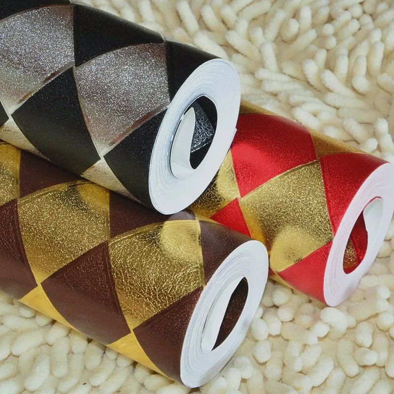 

Coffee black red gold and silver diamond lattice gold reflective KTV bar salon background WH wallpaper roll