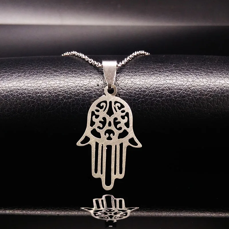 Ожерелье Hamsa из нержавеющей стали 2021 женские ожерелья серебряного цвета