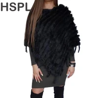 fur poncho 2019 autumn real rabbit hot sale triangle knitted women party pullover lady pashmina wrap poncho pele de coelho