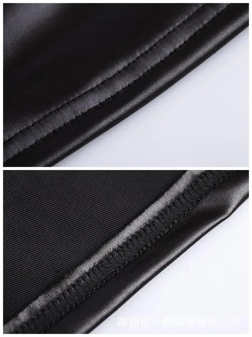 Женское сексуальное облегающее платье из искусственной кожи с длинными рукавами