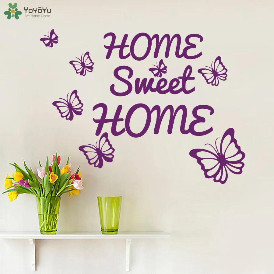 

YOYOYU Wall Decal Quotes Home Sweet Home Wall Sticker Butterfly Pattern Family Art Mural Home Decor Modern Design Interior SY952