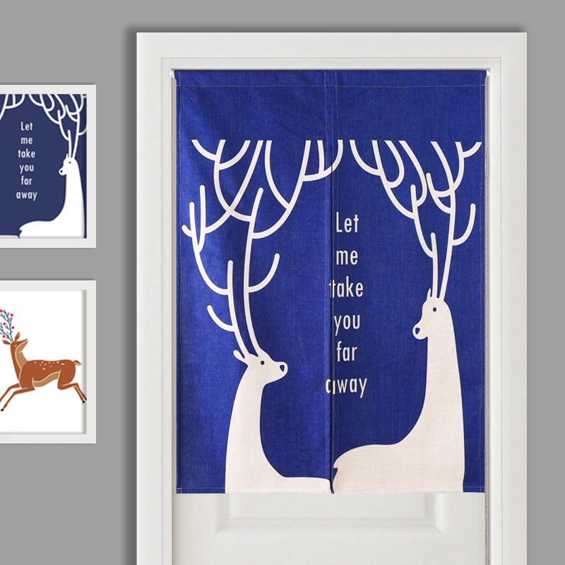 

Nice Curtains Cartoon deer door curtain cotton partition curtain Feng Shui door curtain for bedroom kitchen room