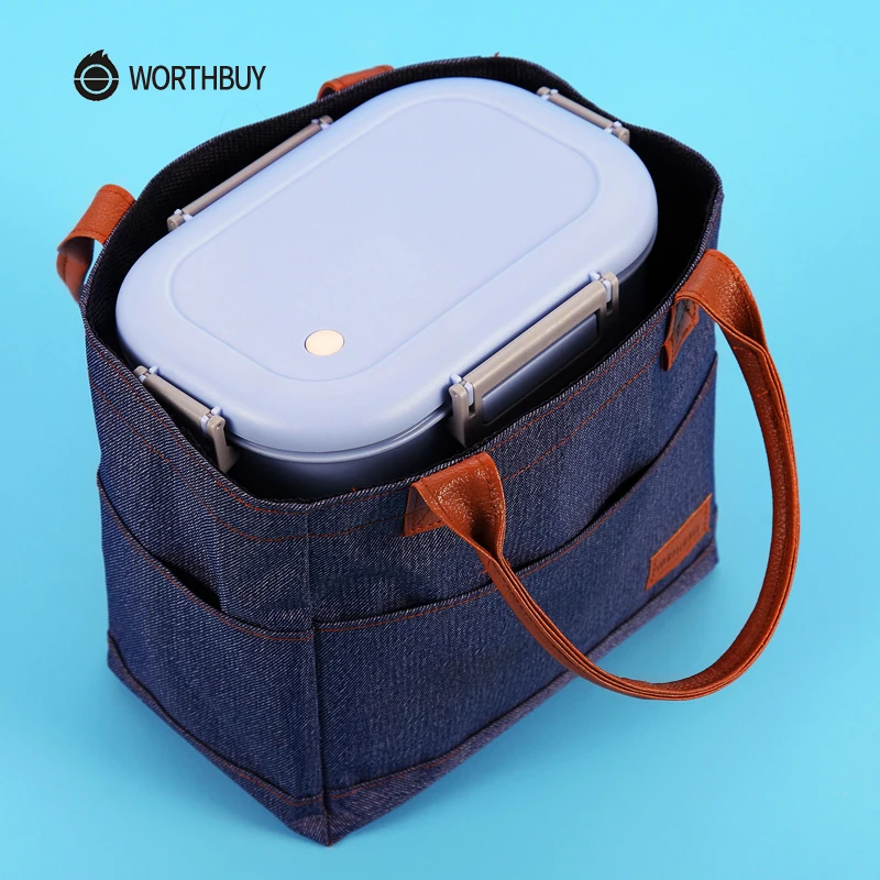 WORTHBUY Портативная сумка для ланча из ткани Оксфорд Термосумка еды