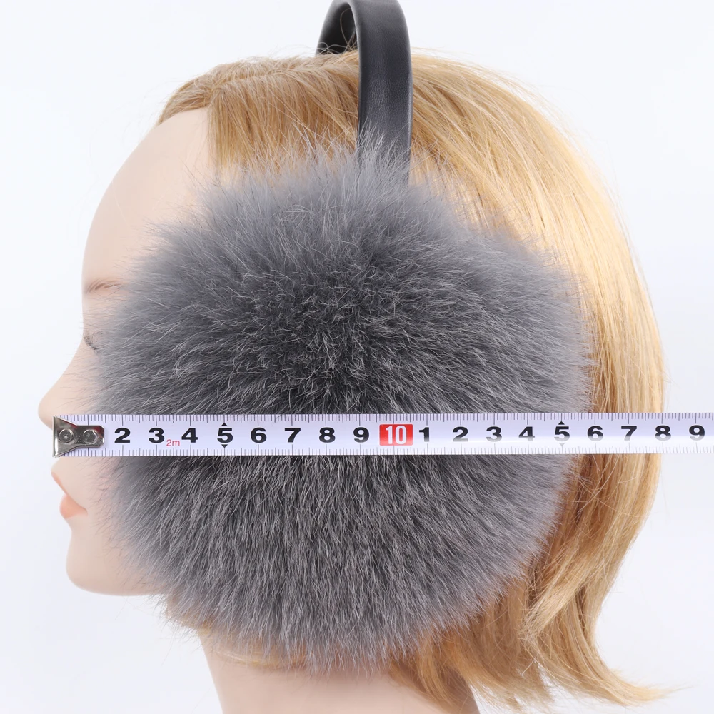 2021 New Russian Women 100% Natural Fox Fur Earmuffs Winter Warm Pompoms Plush EarMuff Girls Real Earflaps | Аксессуары для одежды