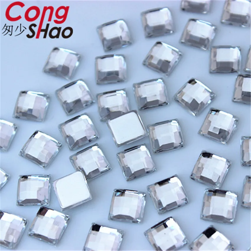 Cong shao 300 шт 8 мм квадратной формы цветные акриловые искусственные бриллианты аппликация камни и кристаллы драгоценные камни плоская полированная задняя поверхность для поделок YB714