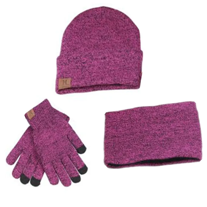 Шапки шарфы перчатки комплект из трех предметов для мужчин и женщин зимняя