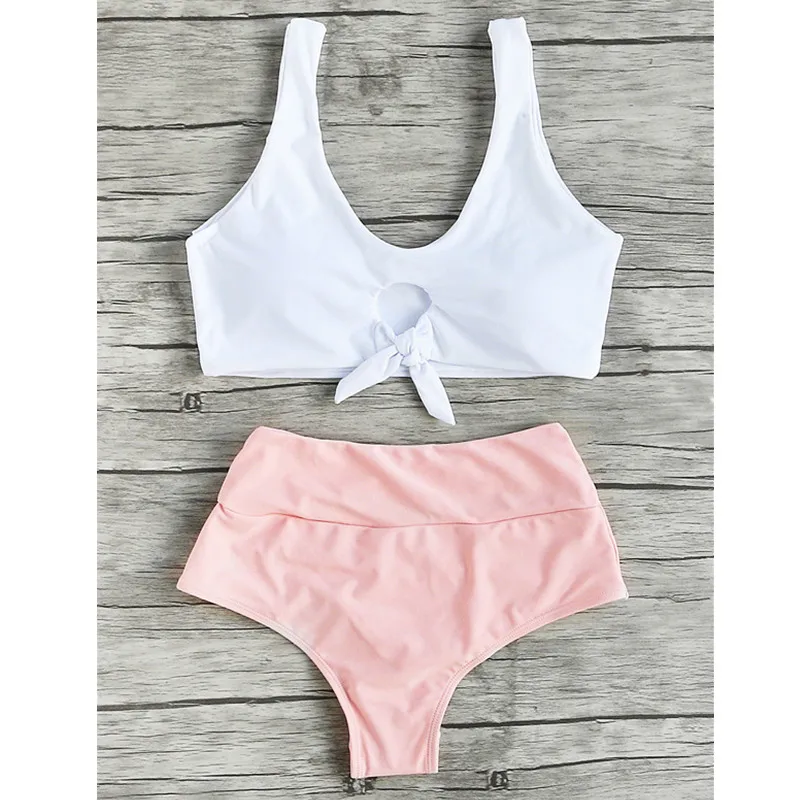 vintage Knot High Waist Bikini Set 2018 New summer women Push Up Bathing Suit Plus Size Beach Biquini Swimwear |