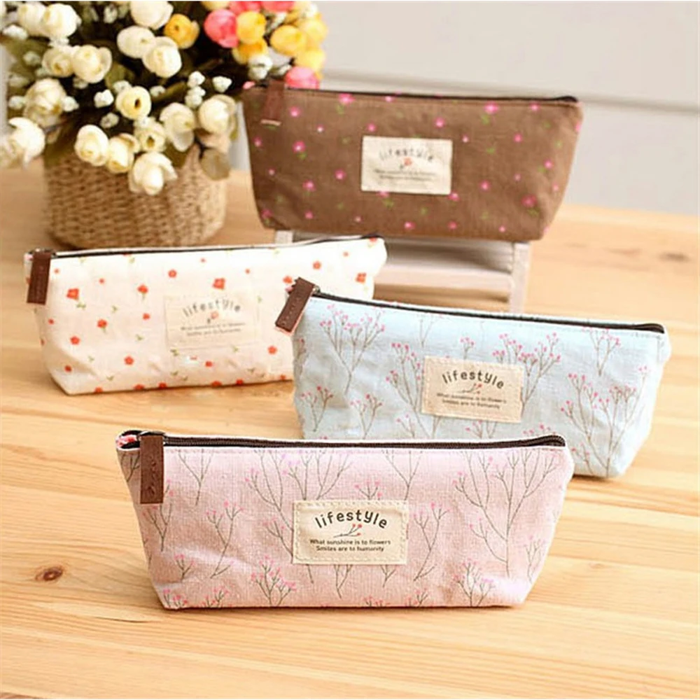 Cute Stationery Pen Box Canvas Pencil Case Pink School Supply Bag For Girl Kawaii Estojo Escolar Menina Pencilcase Penholder Kid |