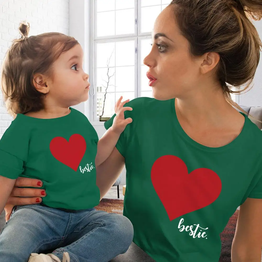 BKLD Лидер продаж однотонные футболки с принтом Love heart комплект для семьи родителей