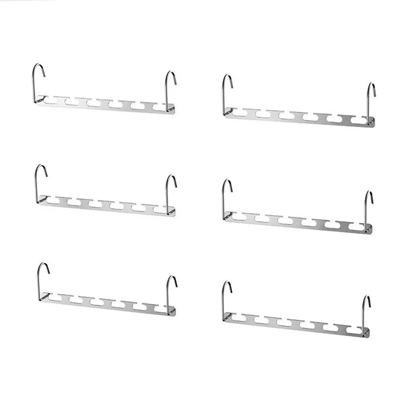 6pcs Многофункциональная металлическая вешалка, 6 отверстий, вешалка для одежды, органайзер, экономия пространства, органайзер для шарфов, одежда, сушилка, Волшебная вешалка для шкафа - Цвет: 6pcs