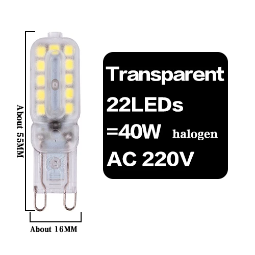G9 Transparent 22LED G9 G4 светодиодный кукурузная лампа люстра светильник Точечный светильник 110V 220V COB 14 светодиодный s 22 светодиодный s 32 светодиодный s SMD 2835 заменить 20 Вт, 30 Вт, 40 Вт, 50 Вт галогенная лампа светильник - Испускаемый цвет: G9 Transparent 22LED