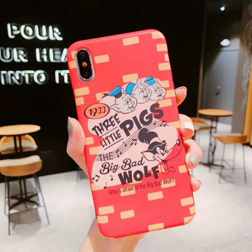 Disney Три поросенка для iPhone 6 6s 7 8 плюс Чехол X xs xr xsmax Матовая Мягкая Оболочка