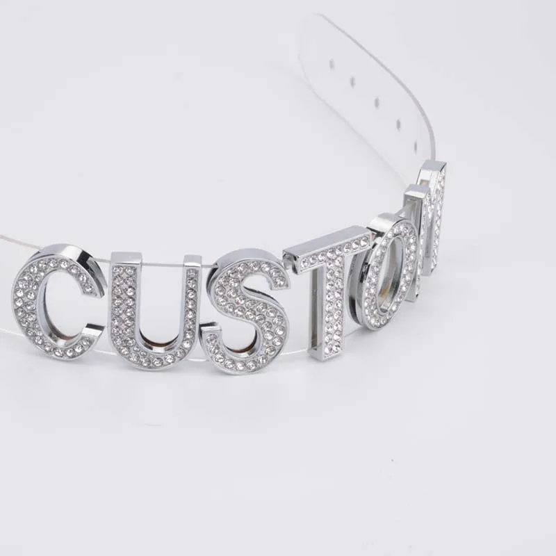 Индивидуальный именной ошейник Стразы с буквами 100% ручная работа косплевечерние