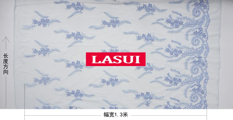 LASUI кожи синий красивый 3D цветы вышивать мягкая сетка кружевной ткани золотистый микс розовый одежда ткань платья x0352
