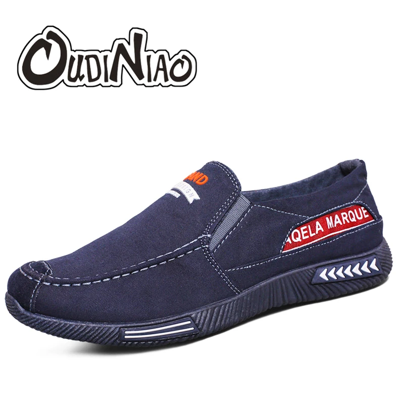 OUDINIAO Canvas Men Shoes Denim Slip On Casual 2018 Plimsolls Breathable Male Footwear Spring Sneakers Loafers | Обувь