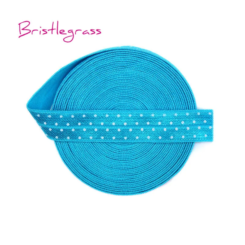 Turquoise BRISTLEGRASS 5 ярдов 5/" 15 мм узор в горошек Блестящий складывающийся за резинки враг повязка из спандекса волос галстук платье с повязкой кружево отделка Шитье - Цвет: Turquoise