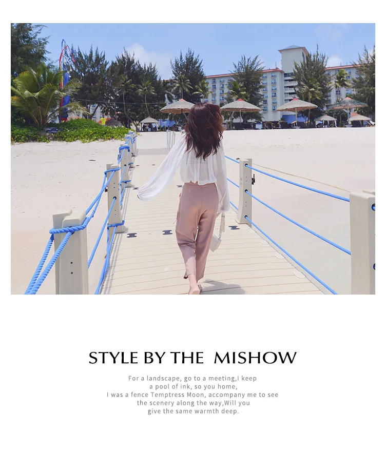 Mishow, женские, весна-лето, прямые, одноцветные, длина по щиколотку, брюки для офиса, повседневные штаны, обычные, эластичная талия, штаны MX18B2528