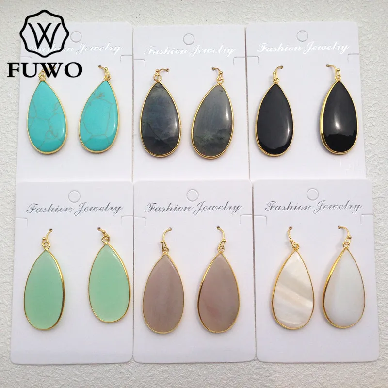 Серьги-подвески FUWO ER009 из бирюзового Лабрадорита в форме слезы натурального