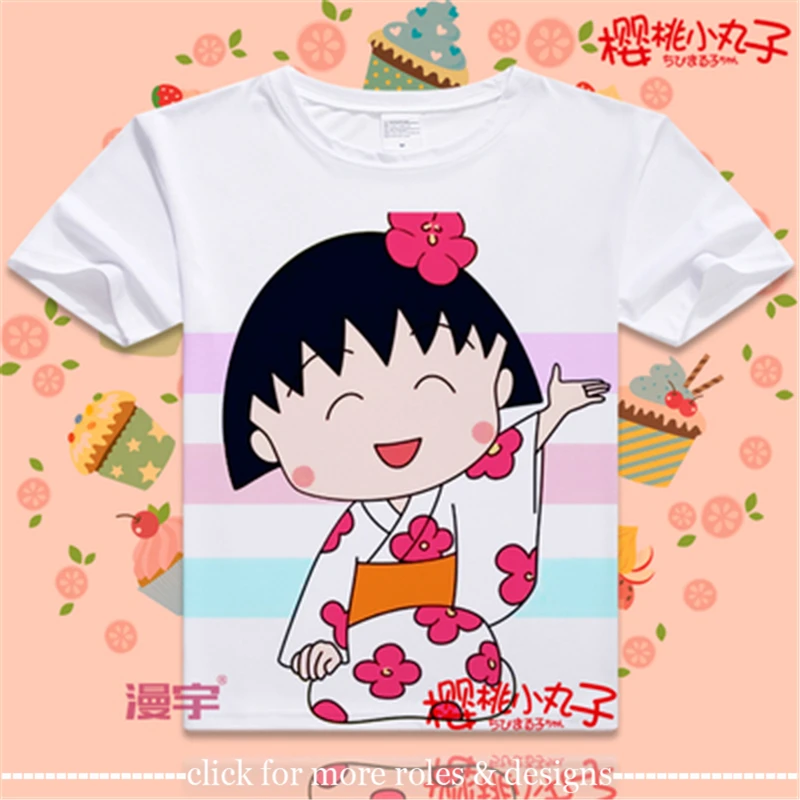 Chibi Maruko-chan Momoko &quotMaruko&quot Sakura Sakiko Косплей костюм ткань унисекс футболка с коротким