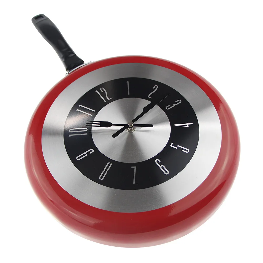 Large 12Inch Wall Clock Modern Design Kitchen Frying Pan Metal Fashion Style Home Decor Big Watch Horloge Murale Z002 | Дом и сад