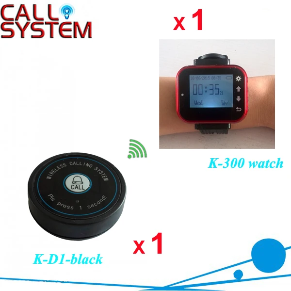 

Restaurant Paging Order System 1 wrist watch 1 bell button for catering equipment