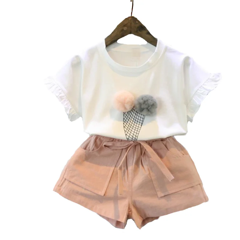 Комплекты одежды для девочек детская одежда лето 2020 новинка футболка с короткими