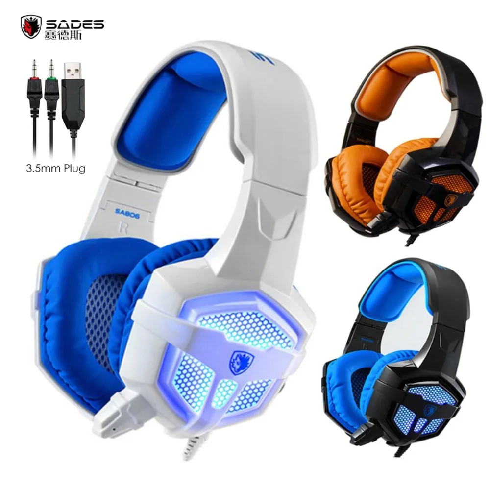 Sades sa-806 Профессиональные дешевый наушники Glow игровой гарнитуры проводные С
