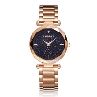 cagarny bling diamond quartz watch women romantic starry sky rose gold stainless steel womens watches ladies clock relojes mujer