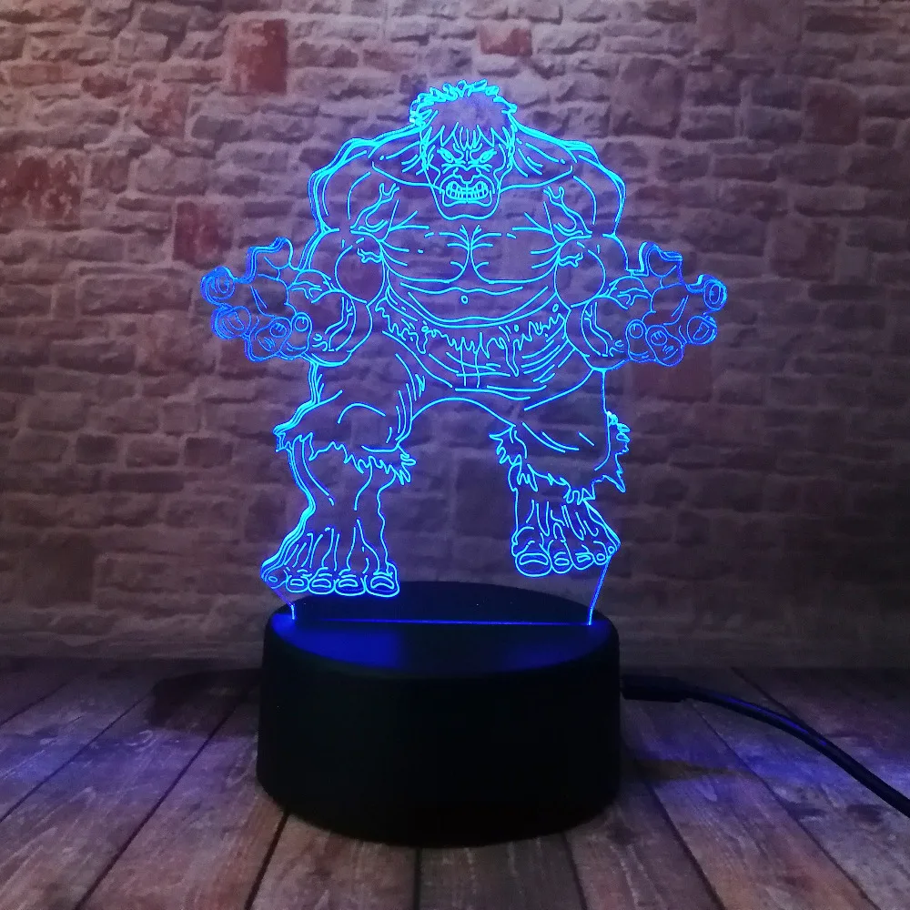 Marvel's Мстители супер герой креативный 3D Халк ночник акриловый цветной градиент
