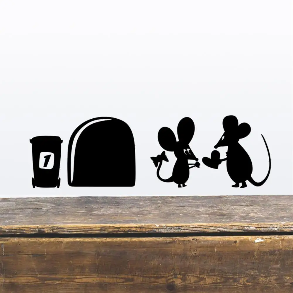 

Funny Love Mouse Hole Wall Stickers For Kids Rooms Wall decals vinyl Mural Art Home decoration Vintage Poster