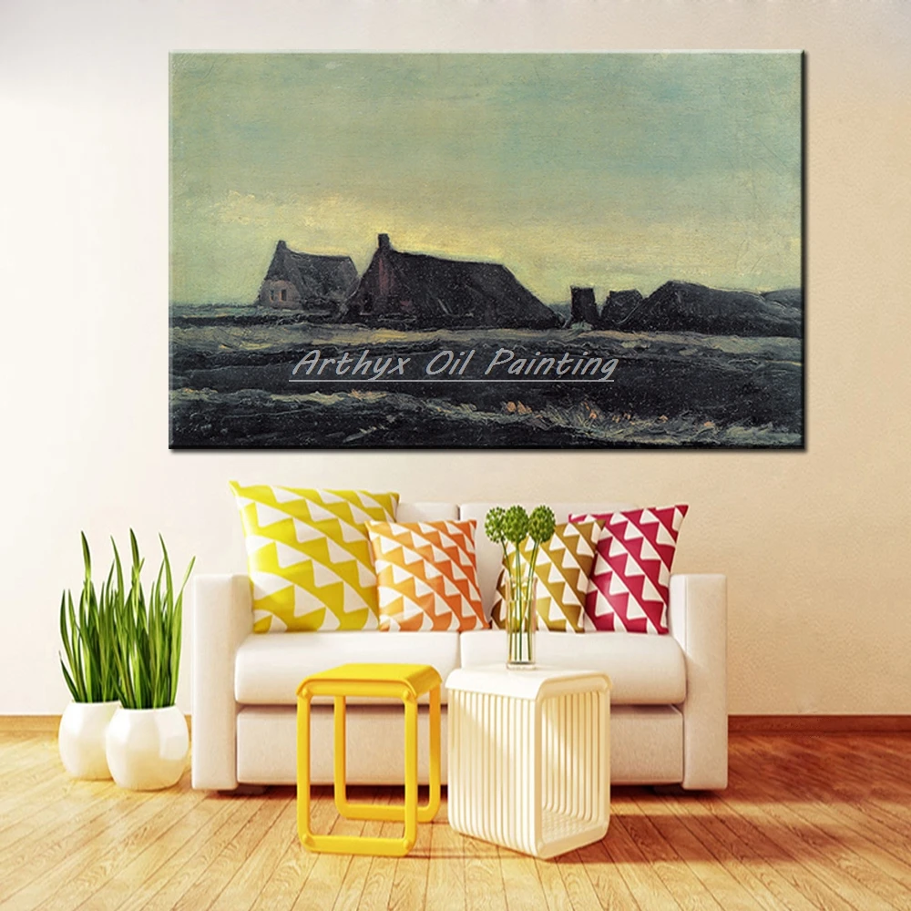 Arthyx Farmhouse By Vincent Van Gogh Impressionist Pictures Handmade Famous Landscape Oil Painting On Canvas For Room Home Decor | Дом и сад