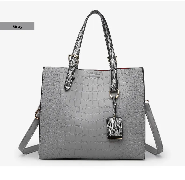 Простые Модные женские кожаные сумки Trunk Tote новые змеиные строчки Крокодил сумки на плечо для женщин сумки-мессенджеры