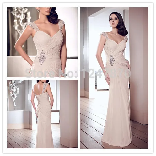 2015 Vestidos De Noiva Mother of the Bride Dress Long Sheath Beaded Spaghetti Evening Dresses Godmother Guest Formal | Свадьбы и
