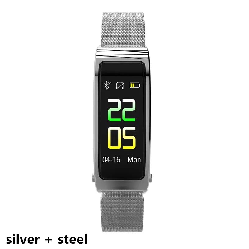 silver steel AMYNIKEER smart band Y5 Фитнес браслет Поддержка вызовов сердечный ритм измерять кровяное давление оксиметр музыка функциональные смарт-браслет - Цвет: silver steel