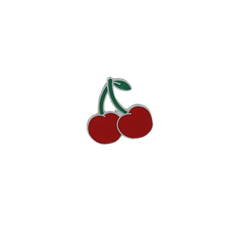 Cherry Cute Blue Birds Cartoon Fruits Brooch Banana Cherry Peach Enamel Pin Women Jackets Lapel Pins Hat Kids Bag Metal Badges Jewelry - Окраска металла: Cherry