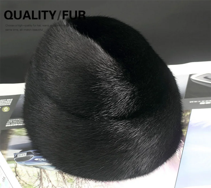 ZDFURS* Мужская норковая меховая шапка новая модная мужская натуральная норковая меховая теплая зимняя шапка топ шапки, головные уборы Beanie BERET