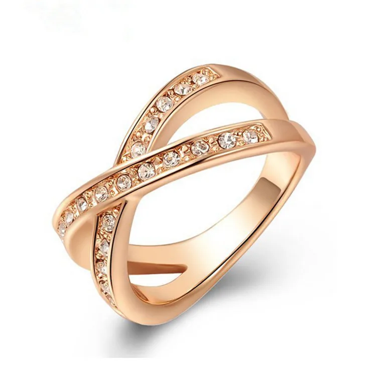 

2016 Fashion Summer Jewelry Punk Ring Rose Gold/Silver Plated Austrian Crystals Women Rings Jewelry Bague Femme