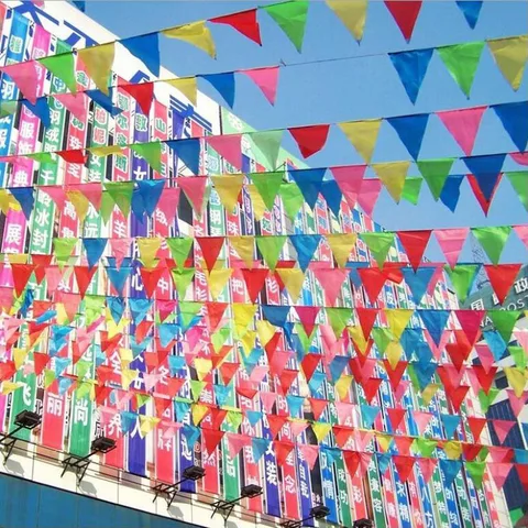 80 метров тканевый флаг ручной работы, Треугольные флаги, Свадебный яркий баннер