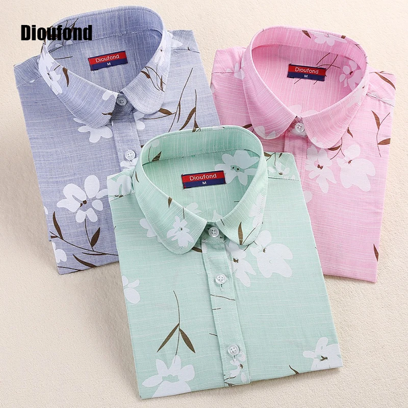 Dioufond Для женщин Блузки для малышек животных хлопковые рубашки Цветочный зеленый