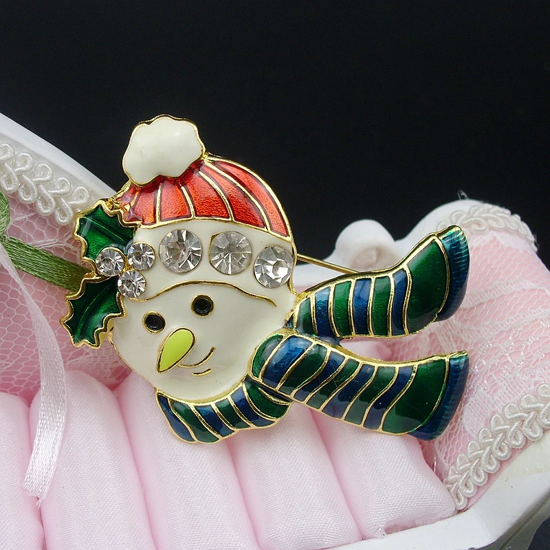 Веселый праздник снеговик голова Морозный Снеговик Рождественская брошь без