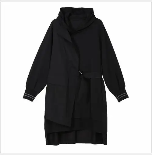 Женское платье 2018 Новое Осеннее длинное приталенное с капюшоном женская верхняя