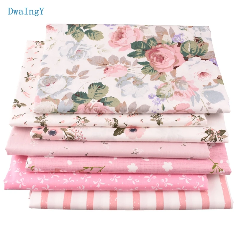 DwaIngY 7 шт./лот серия Pink flower хлопковая ткань для пэчворка сделай сам шитье квилтинг