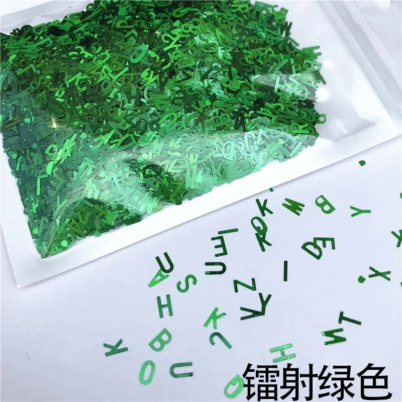Green 10 г/упак. Алфавит пайетки практичный для самостоятельного изготовления PET блестками Ломтики для украшения для одежды уха украшение "Кольцо" аксессуары - Цвет: Green