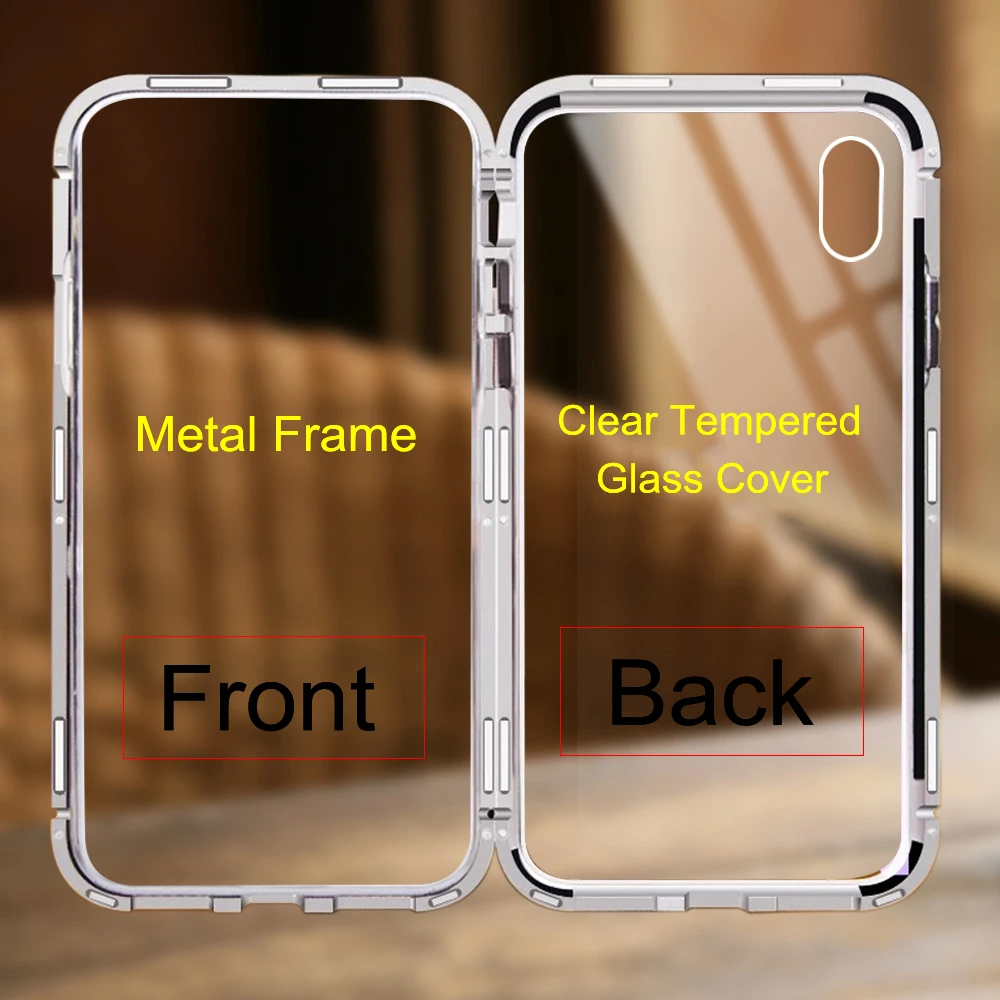 Case For iPhone X XS/XS MAX XR Magnetic Adsorption Coque 6 6S 7 8 Plus Clear Tempered Glass Cover Back Metal Cases |