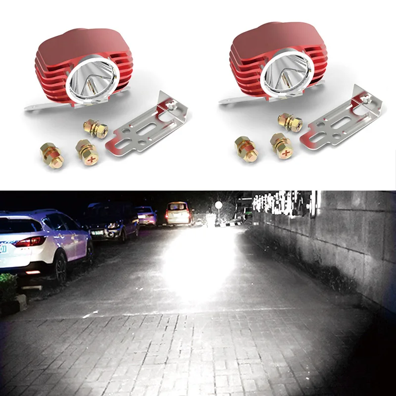 Red Housing 6000K CNSUNNYLIGHT 2 шт. светодиодный фонарь для мотоцикла 3000K 4300K 6000K светодиодный прожектор для мотоцикла аксессуары точечные Фары Водонепроницаемый - Цвет: Red Housing 6000K