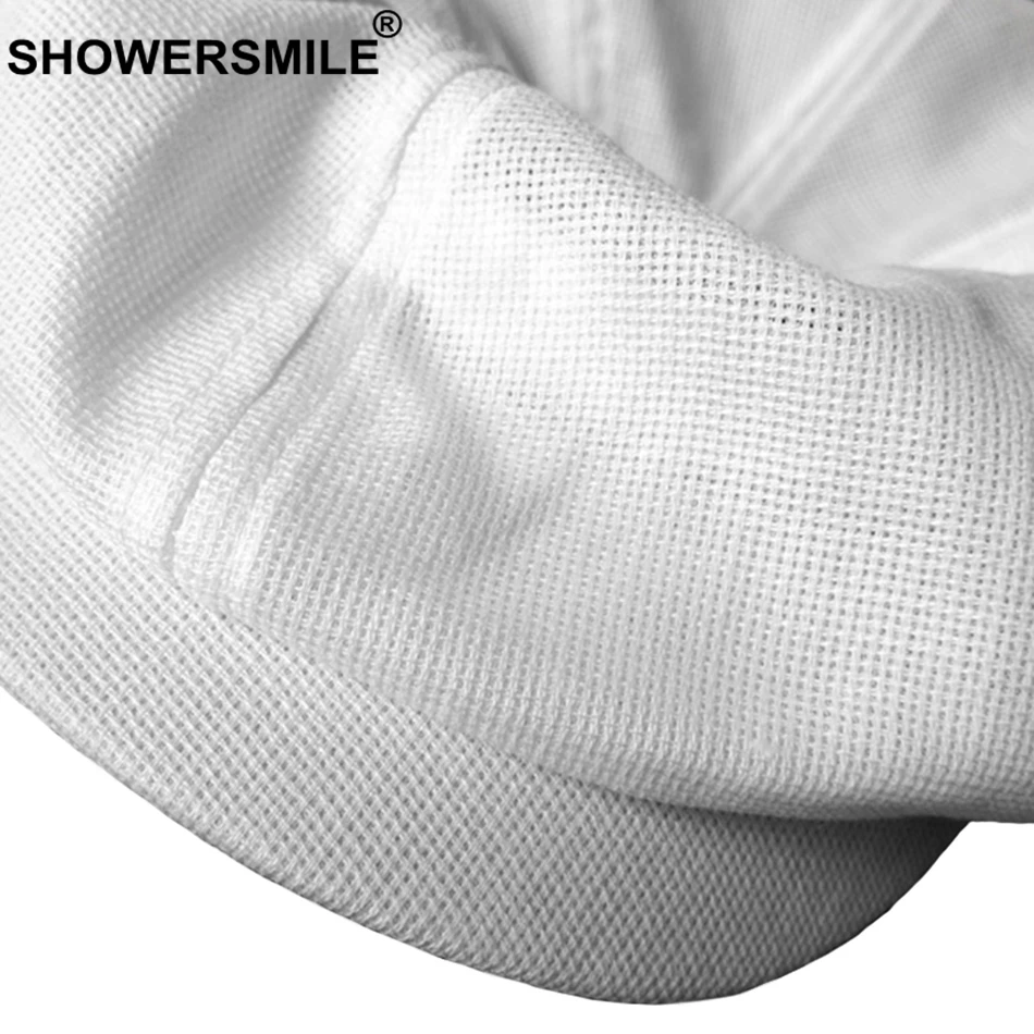 SHOWERSMILE Мужская газетная Кепка s белый льняной берет Мужская дышащая одноцветная восьмиугольная шляпа летняя тонкая Высококачественная Кепка Ivy Gatsby