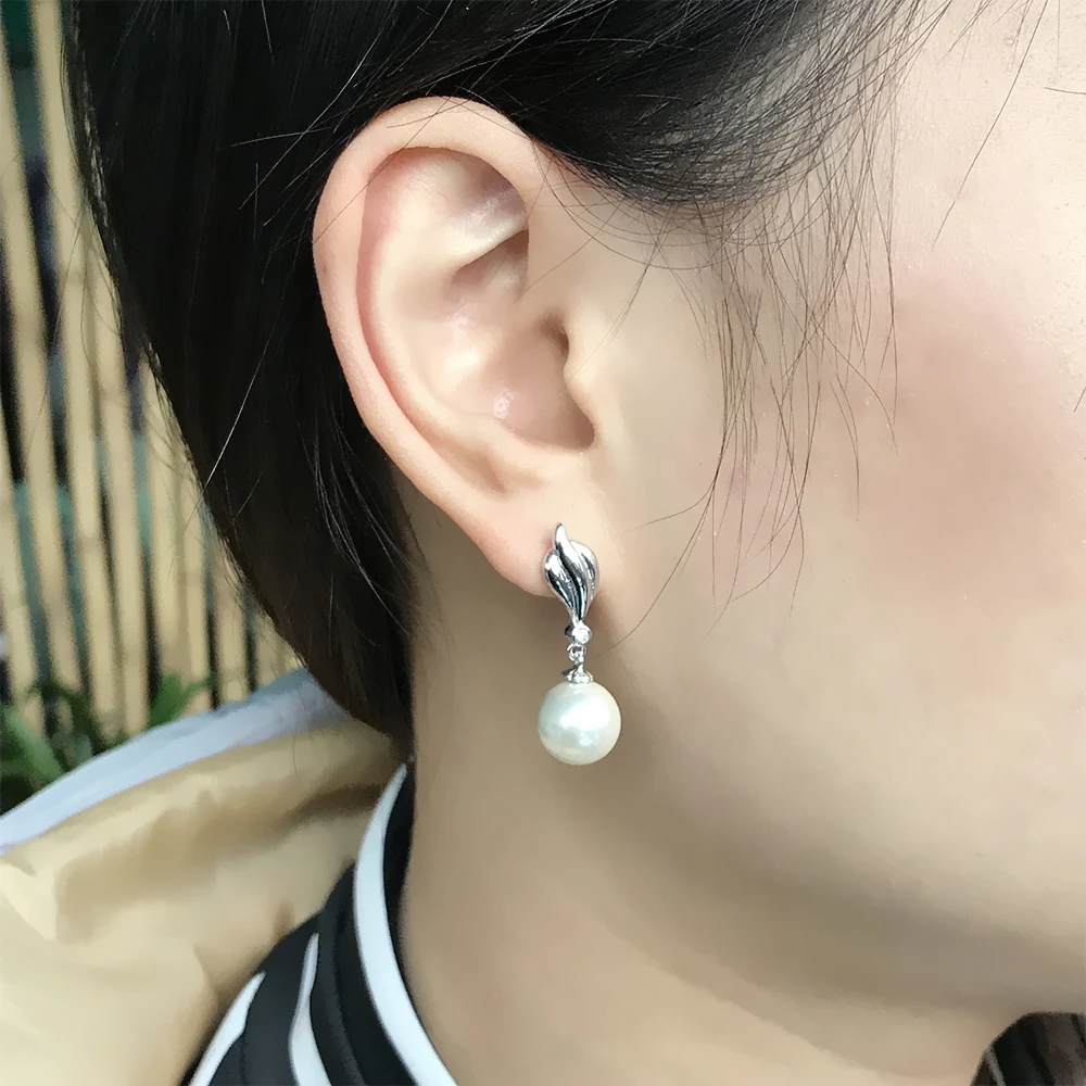 Распродажа с белыми жемчужинами серьги гвоздики для женщин в 925 пробы серебро и