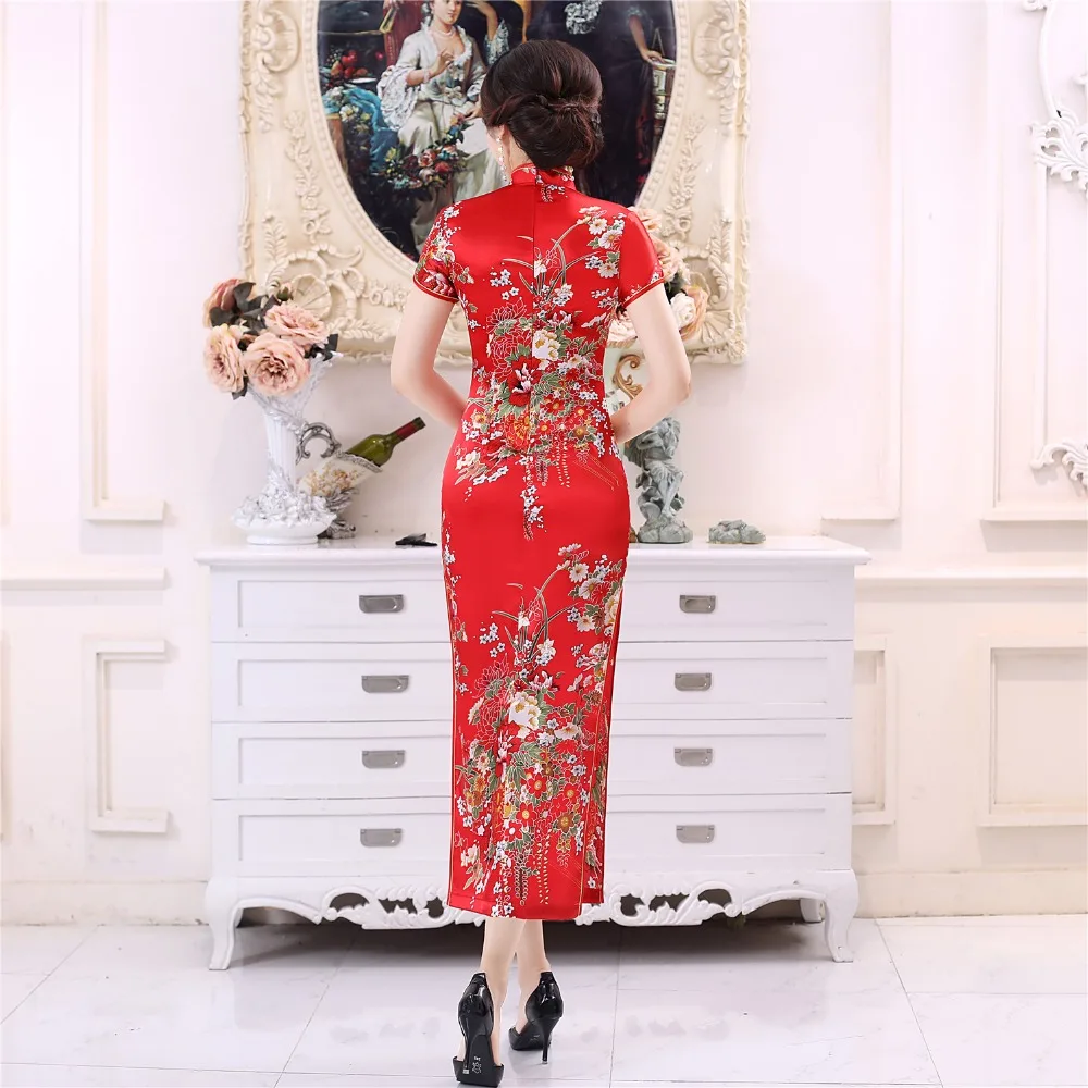 Шанхай история длинное Qipao атласное Cheongsam китайское традиционное платье с
