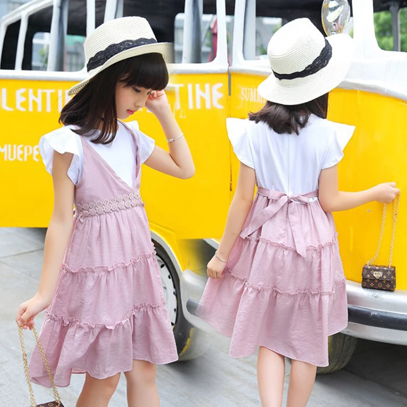 Платья для девочек Летние праздничные платья из хлопка и шифона малышей