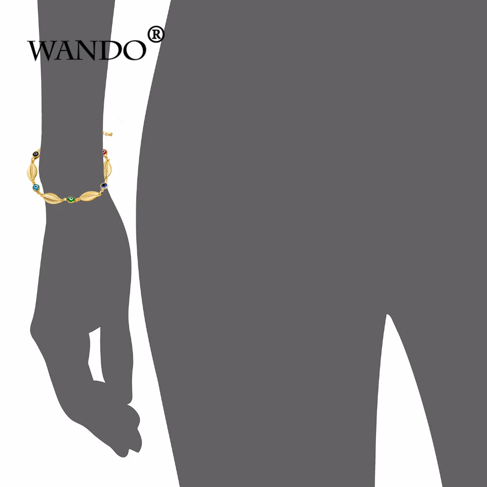 WANDO 20 см + 6 очаровательный браслет Женский Золотой от сглаза Арабский Браслет для